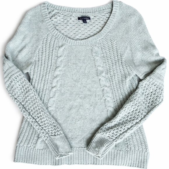 American Eagle Outfitters Sweaters - America Eagle wool cotton Crochet cable Knit Sweater women sz Large